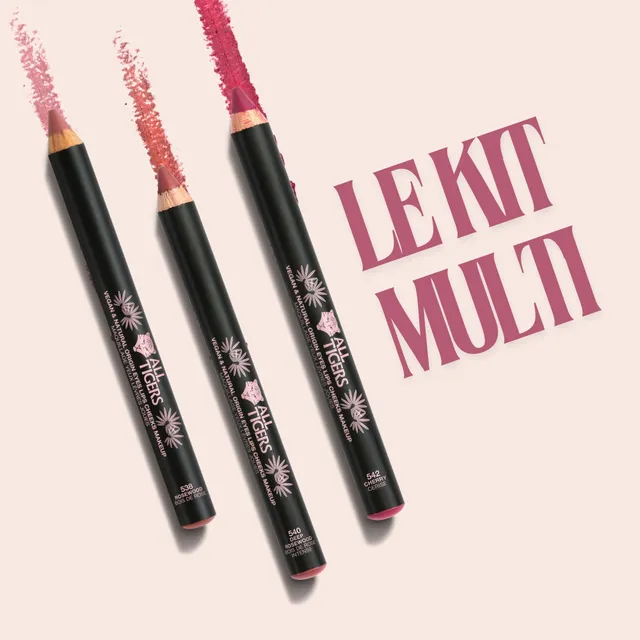 all-tigers-kit-le-multi-yeux-l-vres-joues-3-crayons-bois-de-rose-brique-cerise image 1