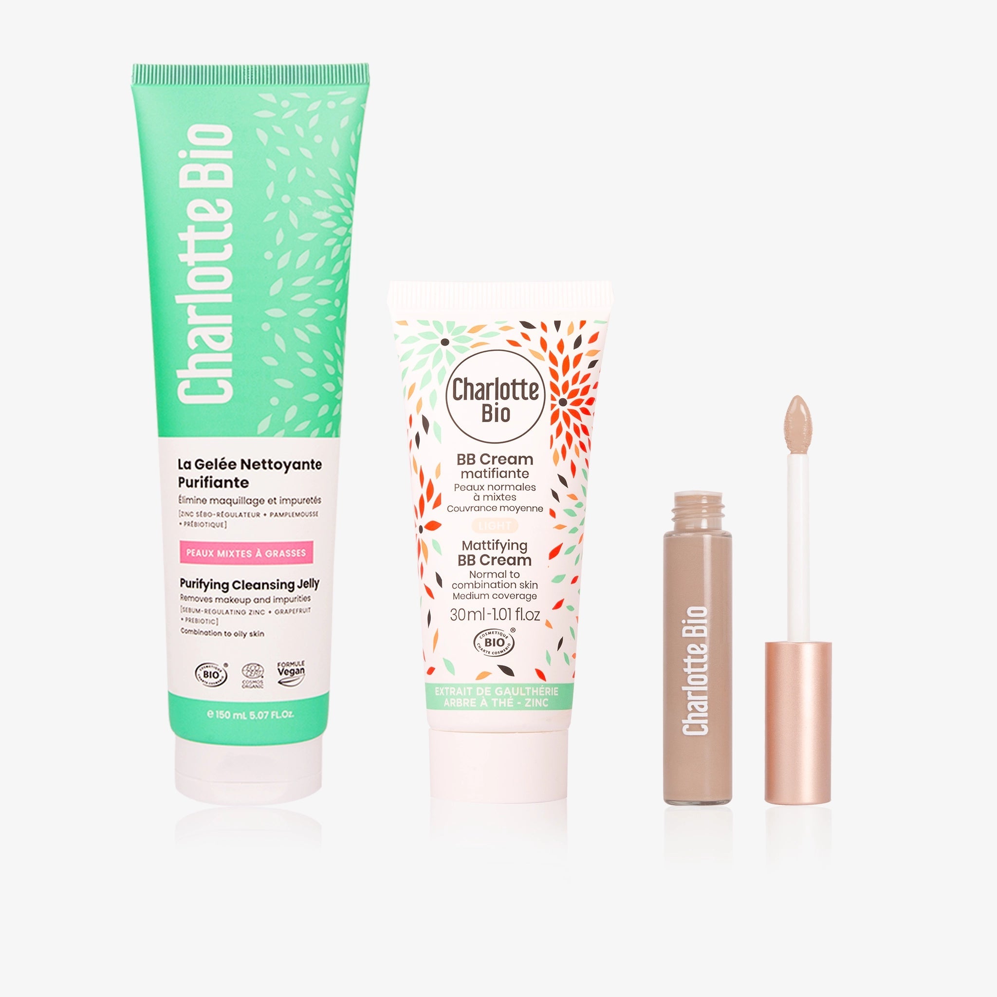 charlotte-bio-trio-bb-cr-me-matifiante-correcteur-gel-e-nettoyante image 1